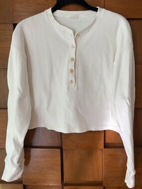 Wilfred Cream Ribbed Henley Long-Sleeve Top